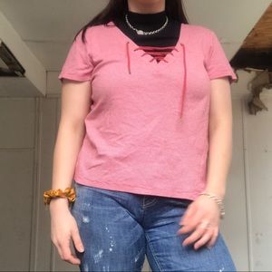 Ralph Lauren lace up striped tee